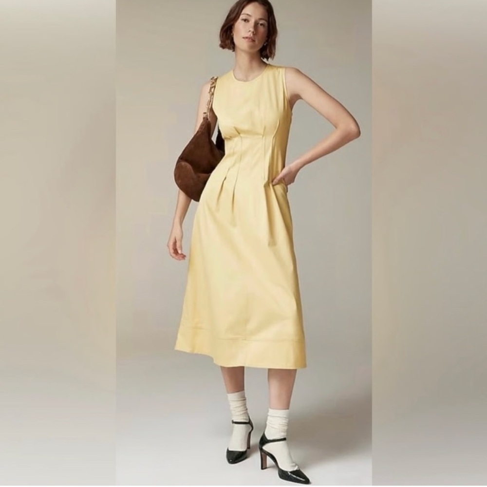 NWT J.Crew Pintuck Midi Dress in Stretch Twill